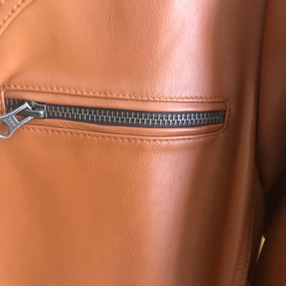 Brand new leather jacket. Color Cognac or Hickory . 100% real Lambskin leather - Picture 5 of 14